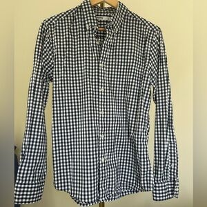 Sonoma Men's Navy and White Plaid Shirt